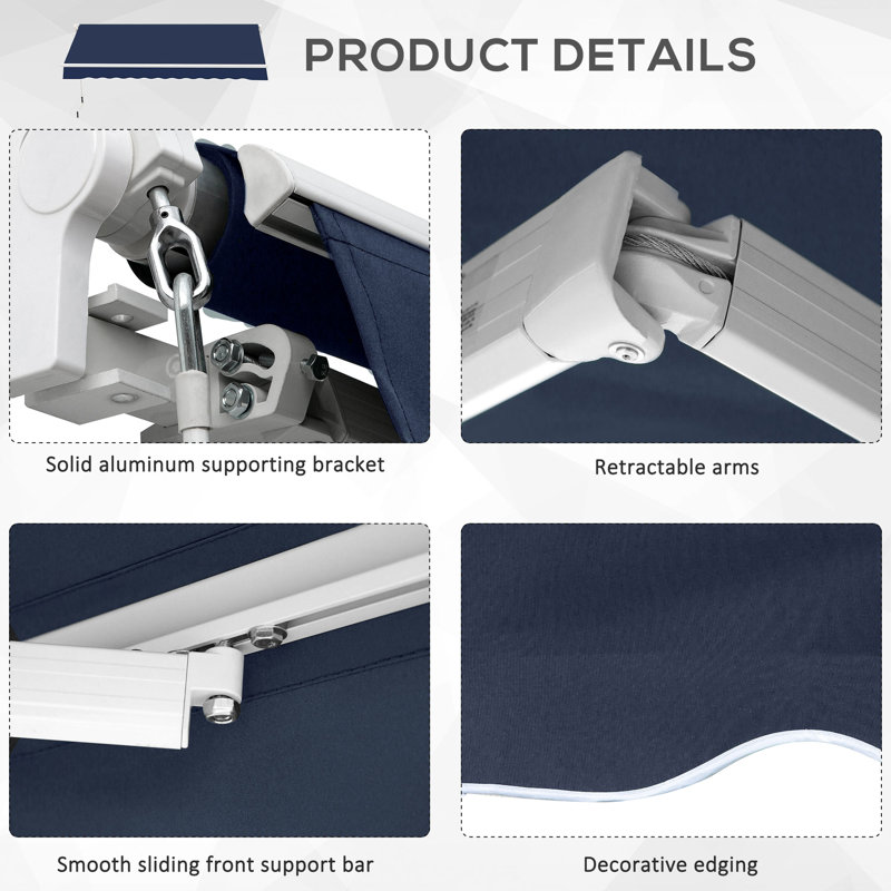 Canopy Patio Awning - 78'' Adjustable Sun Shade For Outdoor Use With Protection And Easy Installation, Blue