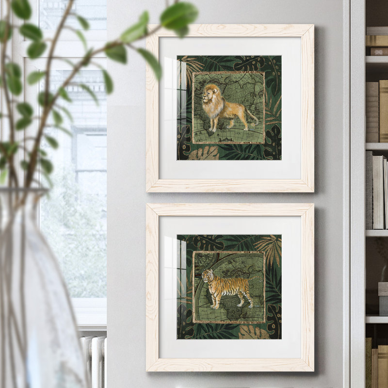 Jungle Lion - 2 Piece Print, 20" H x 20" W x 1" D, White