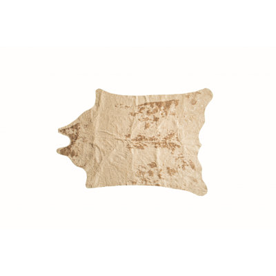 Tapis 4 pi x 5 pi blanc cassé et faux cuir de vache antidérapant