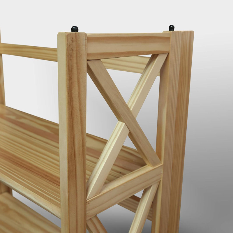 3-Shelf Folding Bookcase, Natural