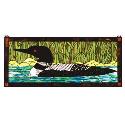 Lodge Tiffany Loon Stained Glass Window