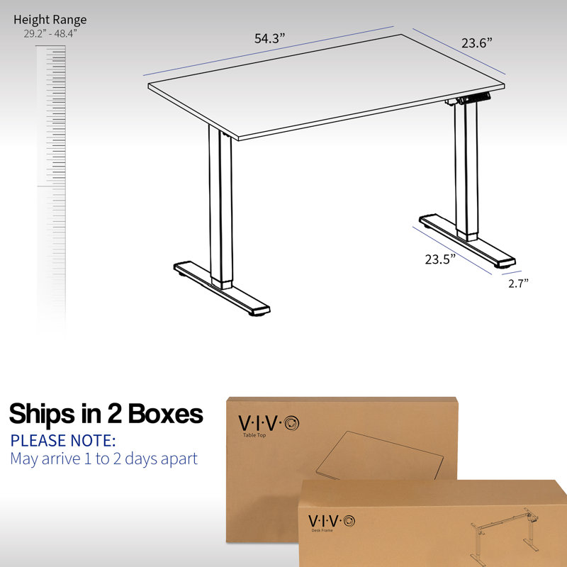 VIVO Electric 55" x 24" Square Corner Desk (1B55S Series), Black/Black