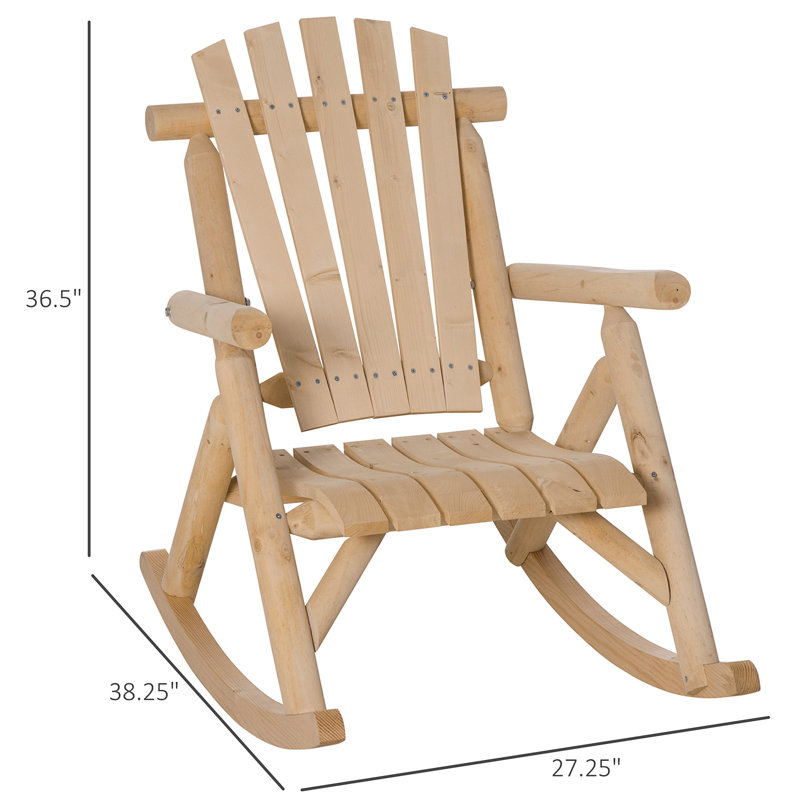 Outsunny Outdoor Wooden Rocking Chair, Natural Wood