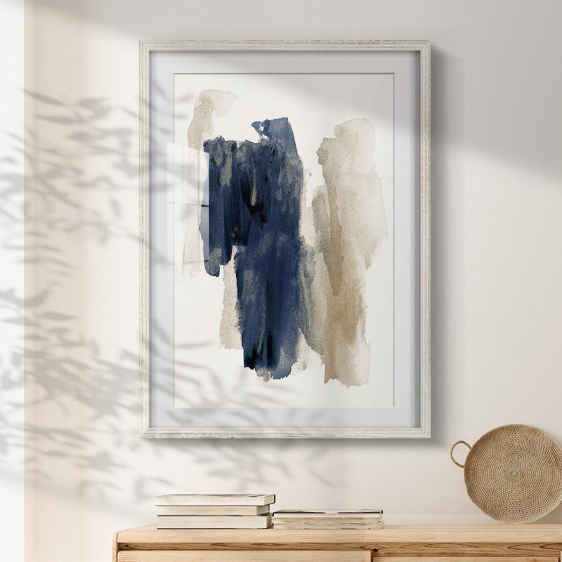 Bleu marine - imprimé encadré, H 28,5 po x l 20,5 po, Blanc