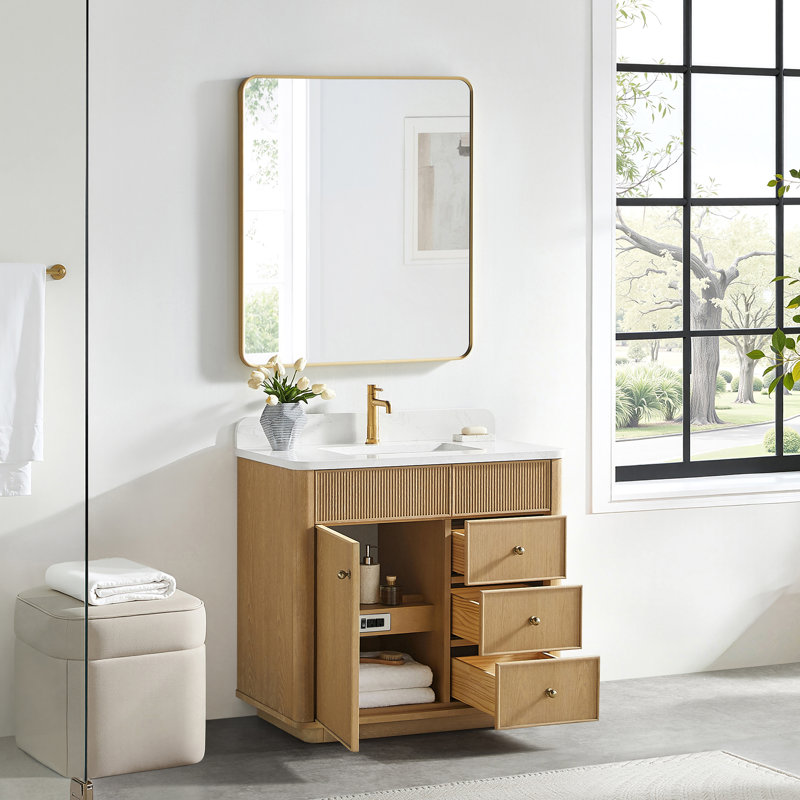 Meuble-lavabo simple 36 po Sefton, Washed Ash Grey
