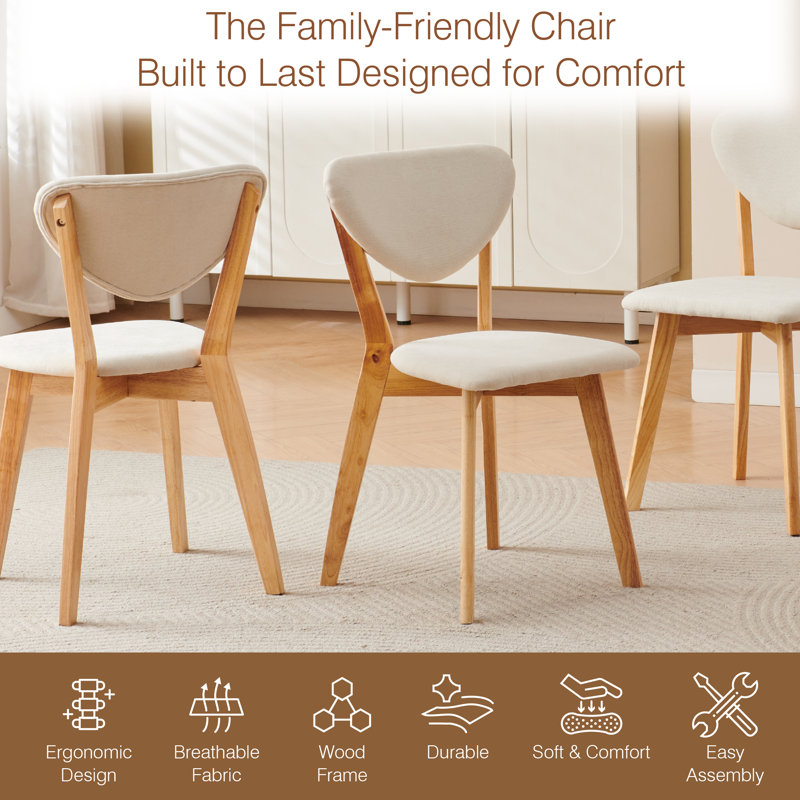 Wood Dining Table and Chairs Set 4, Farmhouse Kitchen Table Set, 100% Natural Solid Timber Material, FSC-Certified