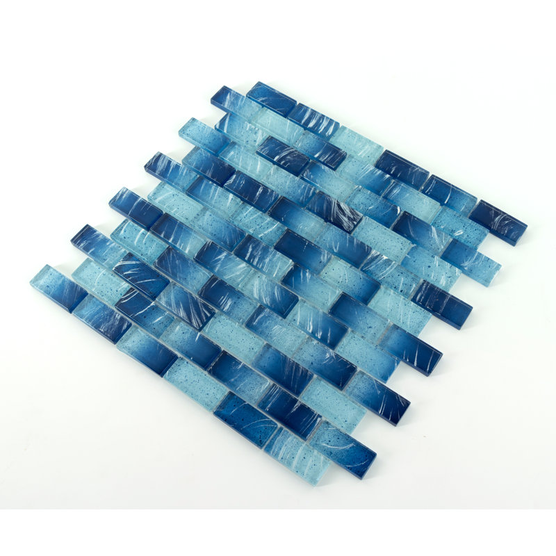 Artista 1" x 2" Glass Tiles, Silver Lake