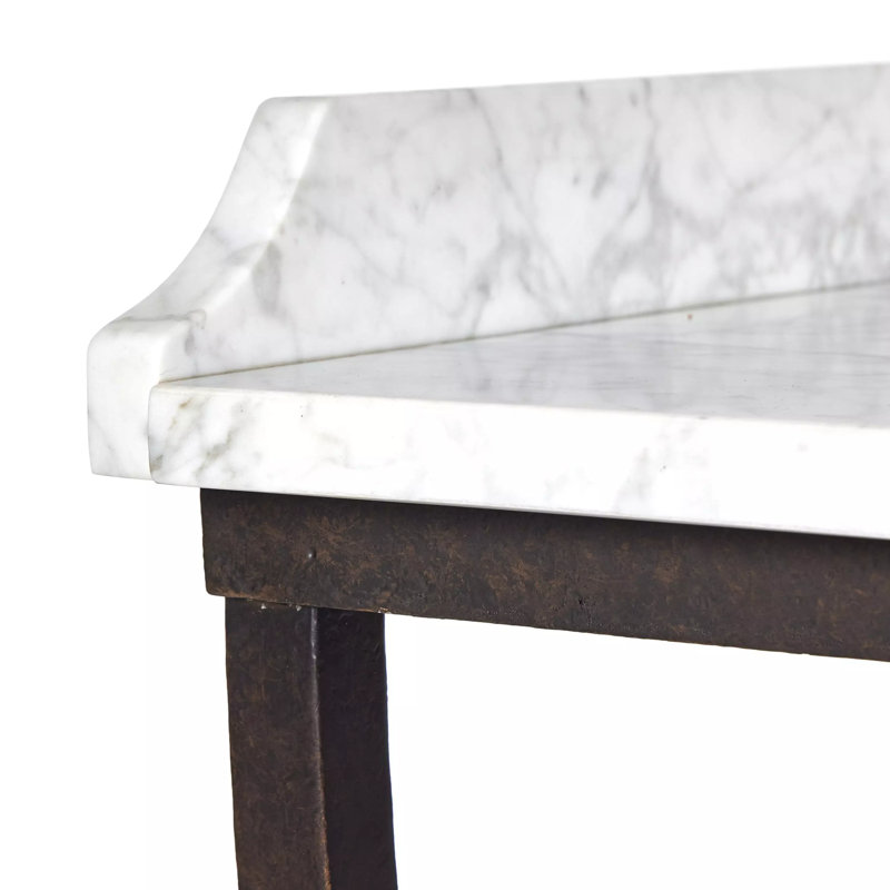 Six Beers 43'' W Console Table, White, Brown