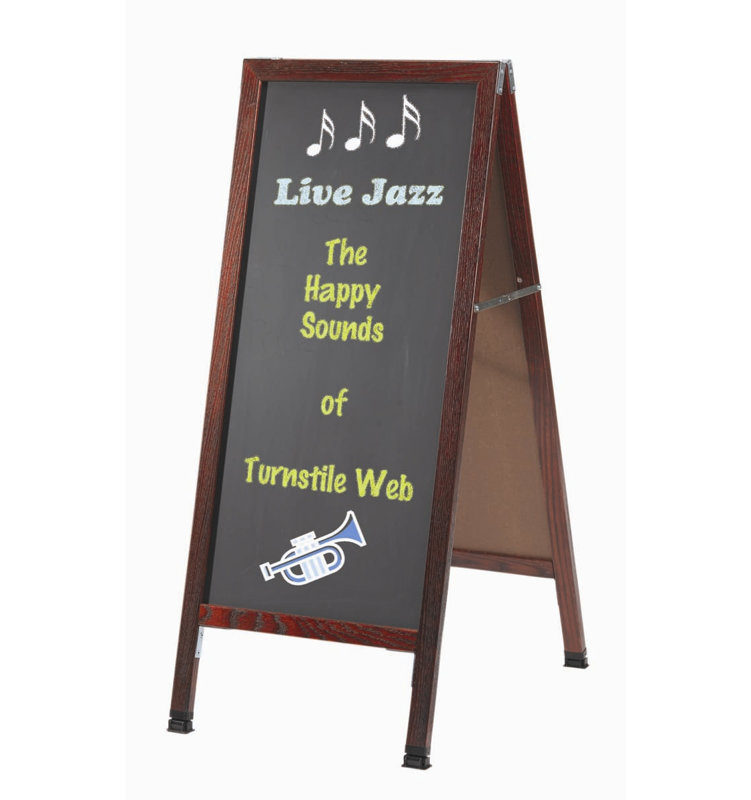 Tableau noir en position libre A-Frame Sidewalk, H 3 pi 6 po x l 1 pi 6 po, Teinture cerisier