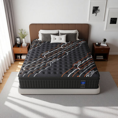 Matelas hybride mi-ferme de 14 po avec mousse viscoélastique imprégnée de gel rafraîchissant et ressorts ensachés individuellement pour un soulagement de la pression par mouvement isolé Certifié Certipur-us et matelas dans une boîte