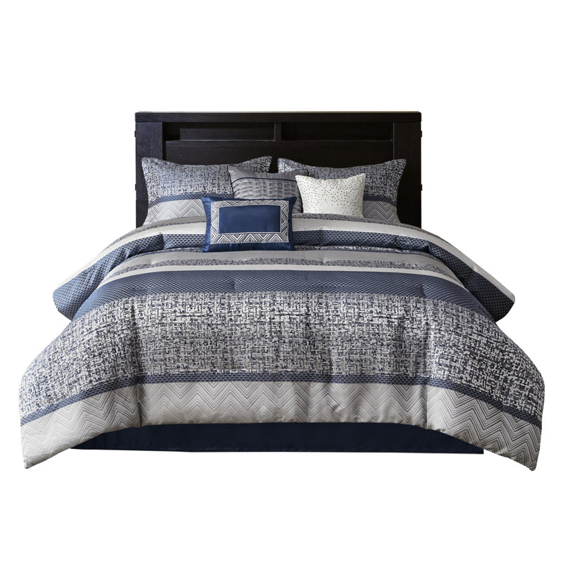 Édredon grand bleu marine 7 pièces - sommeil poli de luxe, Navy, Queen Comforter + 6 Additional Pieces