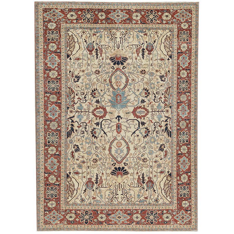 Hand-Knotted High-Quality Beige Area Rug