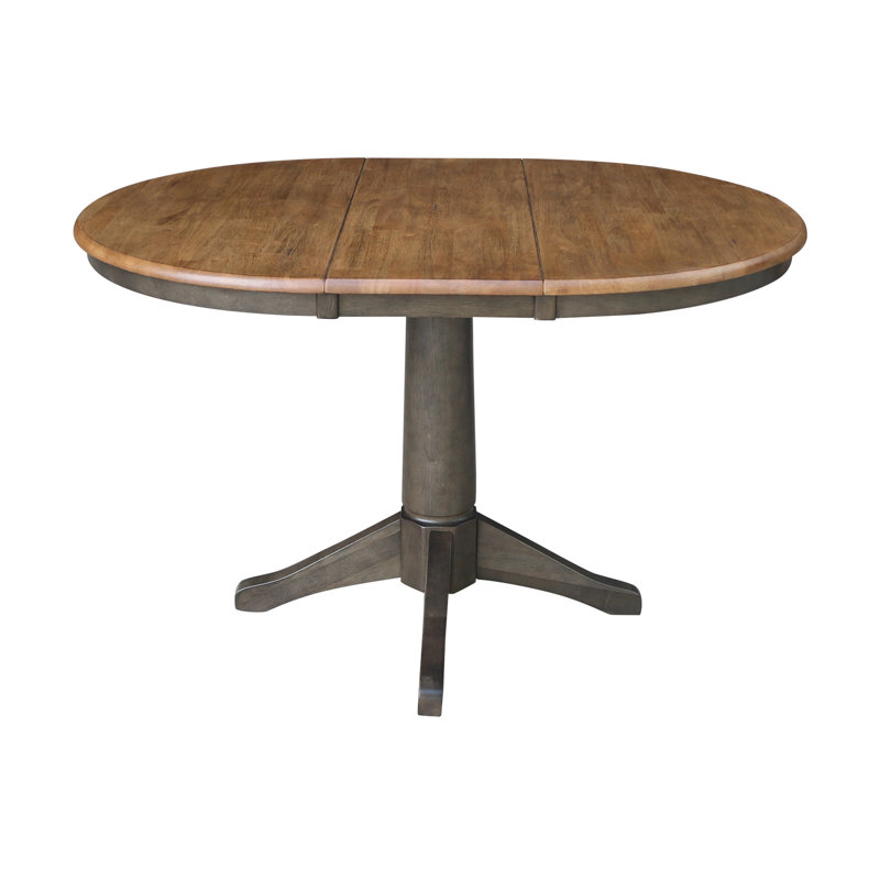 Ikuko Extendable Solid Wood Dining Table, Hickory/Washed Coal