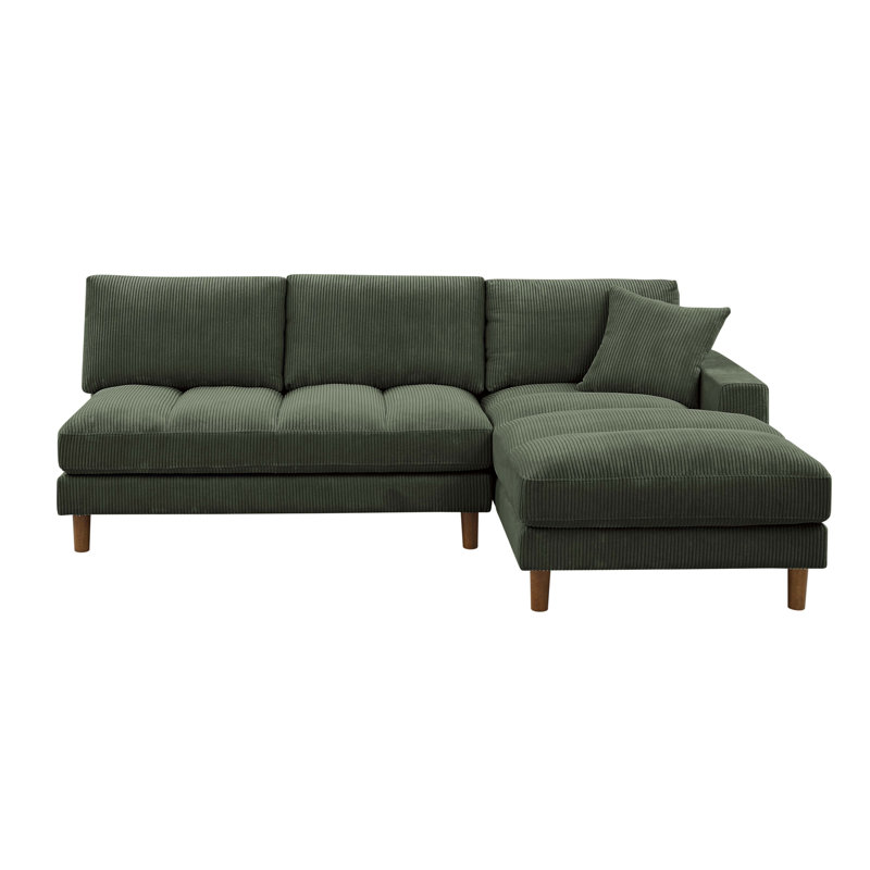 Lynniah Corduroy L-Shaped Sectional, Right Hand Facing, Dark Green 