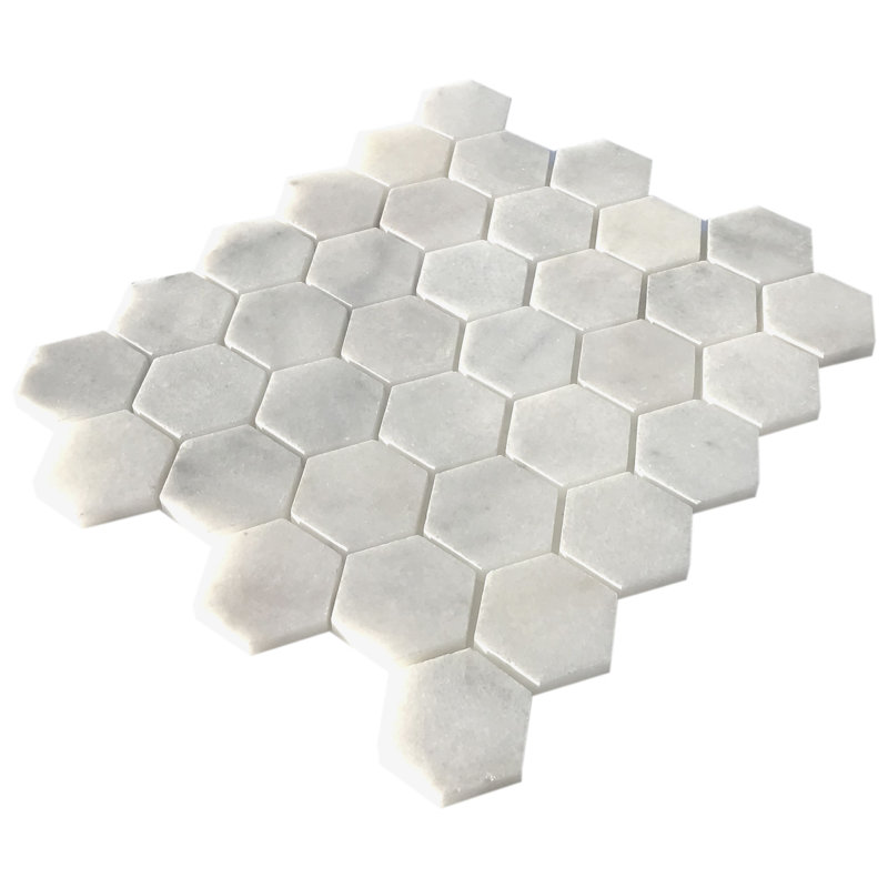 Verona 2" x 2" Marble Mosaic Tile, Bianco Polished