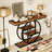41.3 Inch Industrial Console Table with 4-Tier Rustic Brown Shelves, Unique Circle Metal Frame for Storage and Display, Narrow Entryway Accent-1837834521
