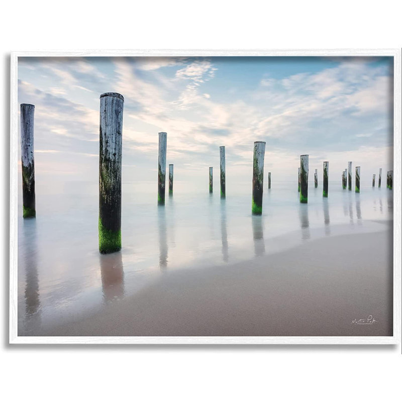 Photographie de cadre photo sur panneau de fibres à densité moyenne, Giclée encadrée blanc bord de mer