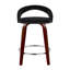 Tabouret de comptoir à hauteur fixe avec pivot en bois d'acajou, repose-pieds en métal chromé et velours noir - ensemble de 2-1108049196