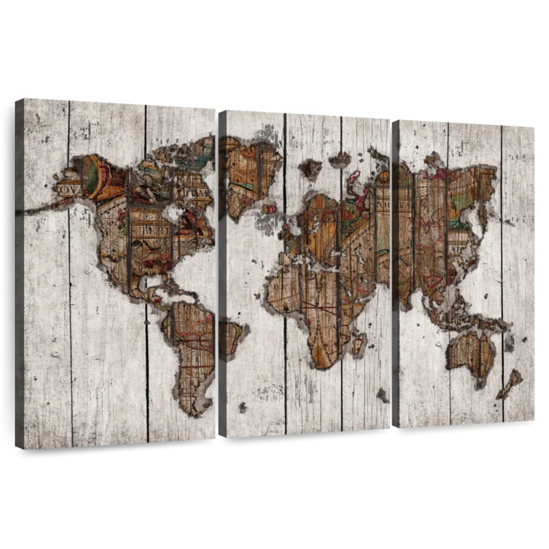 Aliaz Wood Map, 48" H x 74" W