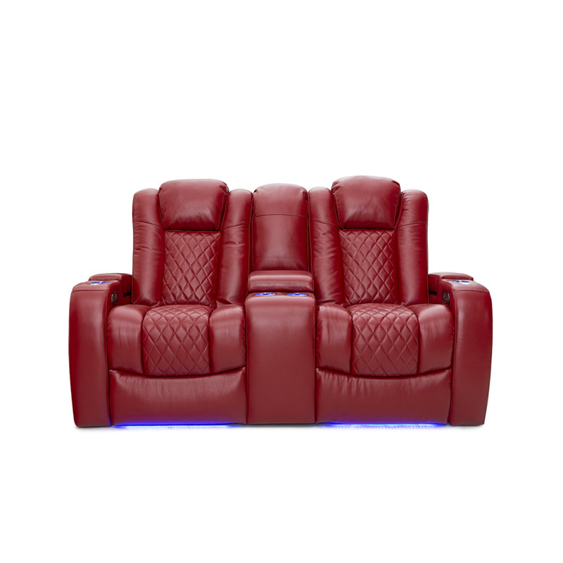 Causeuse de cinéma maison Asika, Cuir véritable rouge