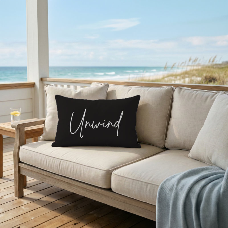 Unwind Pillow 16"X16" Black, Square 16", Black