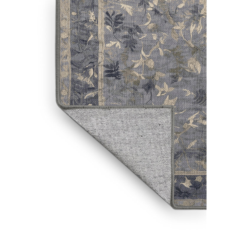 Machine Washable Gray Area Rug, Rectangle 3' x 5'
