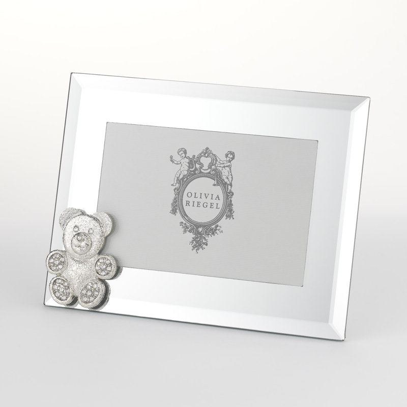 Teddy Bear 4" x 6" Picture Frame, Silver/White, 4" x 6"