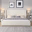 Lit tapissier élégant en tissu blanc avec tête haute