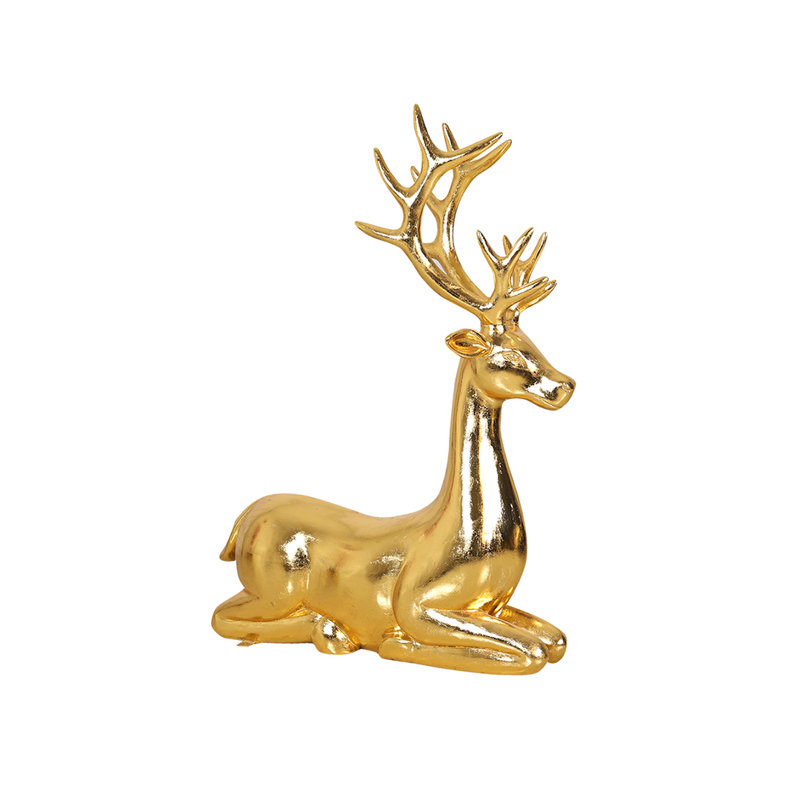 Statues de cerfs assis [feuille d'or]