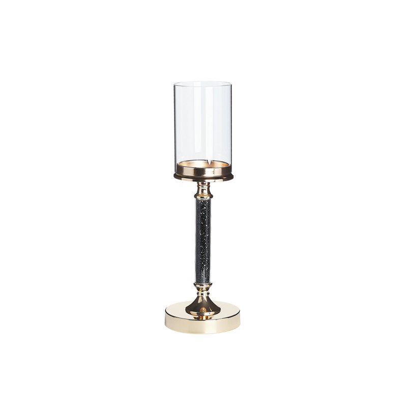 Abbeville Tabletop / Centrepiece Hurricane, Gold/Black, 41cm H x 13cm W x 13cm D