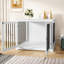Caisse pour chien de style meuble avec plaque rabattable et coussin-675524380-734109305