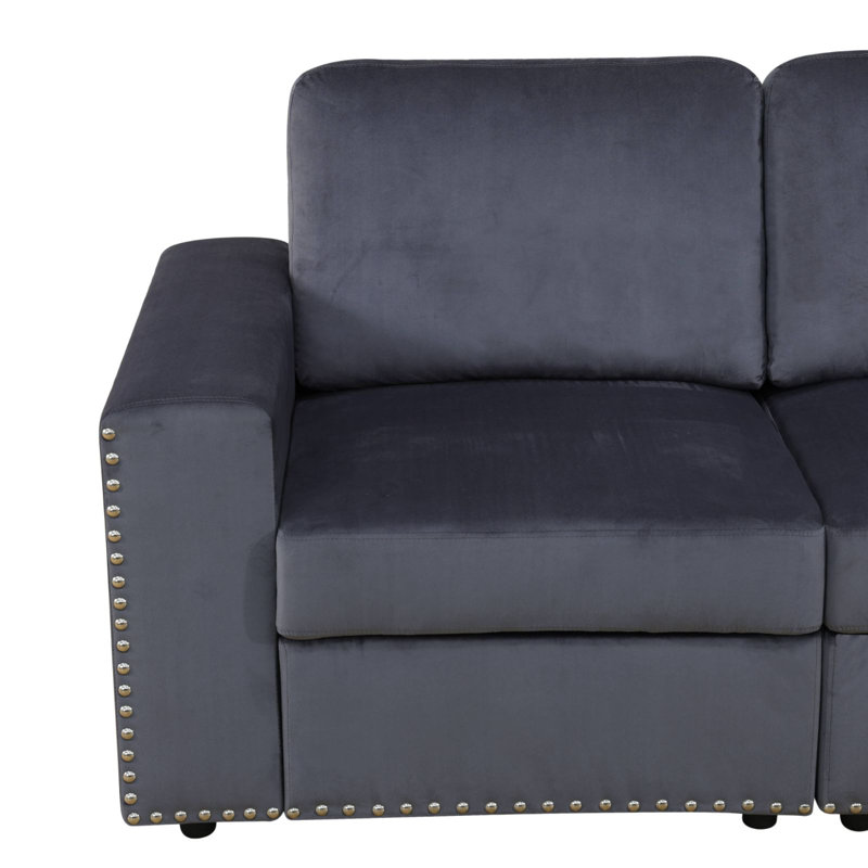 Canapé 2 pièces en tissu 67 po , Gris, H 33 po x l 67 po x P 31,5 po