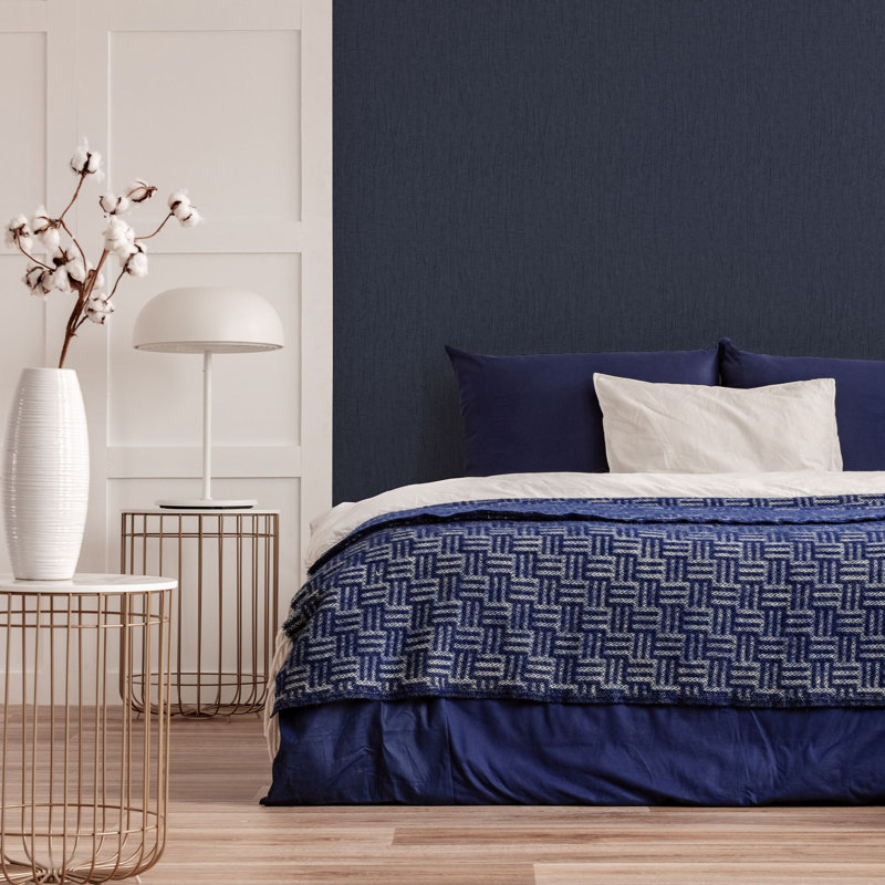 Boutique Marquise Royal Silk Textured Plain Wallpaper, Navy Blue