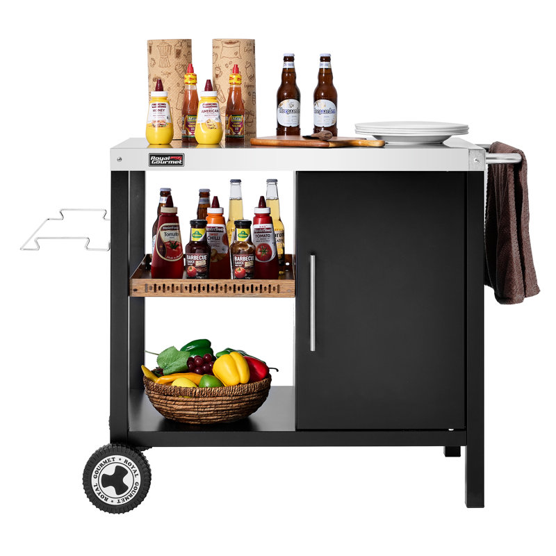 Chariot-grill d'extérieur avec rangement Royal Gourmet, noir