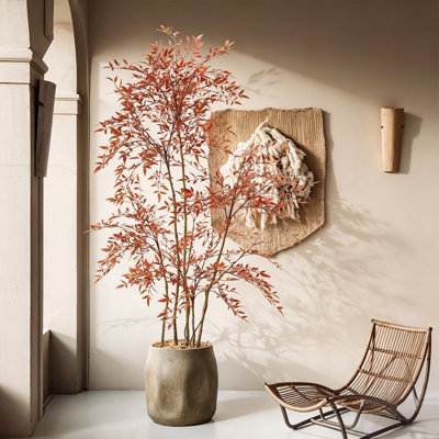 Arbre artificiel Nandina domestica de 180 cm de haut, plante verte bionique, idéale pour les salons, les escaliers et la maison, branches flexibles pour une décoration personnalisée.