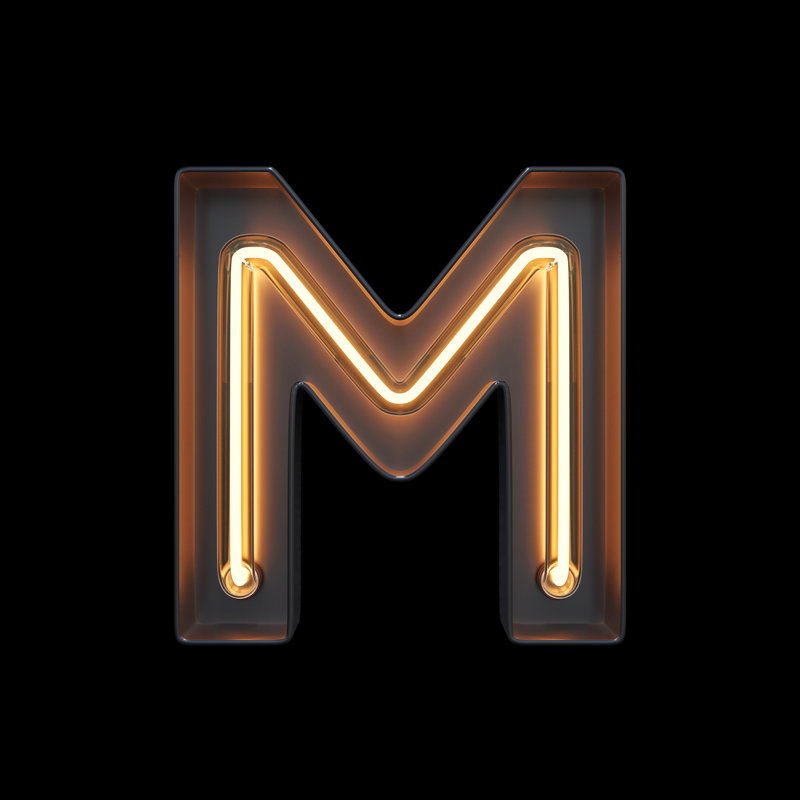 Neon Light Alphabet M With Clipping Path by Sarawuth702 - Wrapped Canvas Print, 30cm H x 30cm W