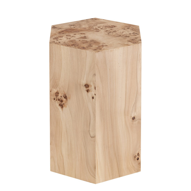 Hexagon Burlwood Side Table, Beige