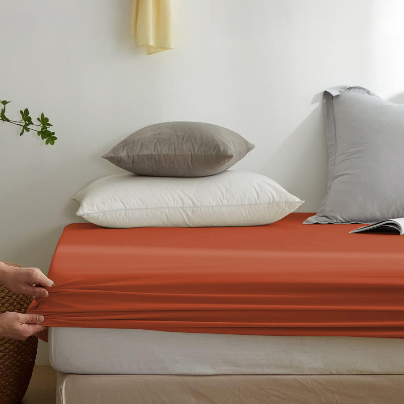 Super Soft Microfiber Deep Pocket Fitted Sheet, Rust, Single (3')