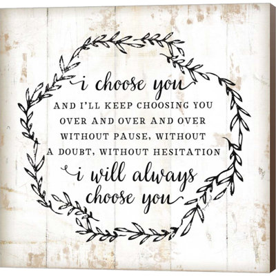«I Choisissez You» par Jennifer Pugh - art textuel sur toile tendue