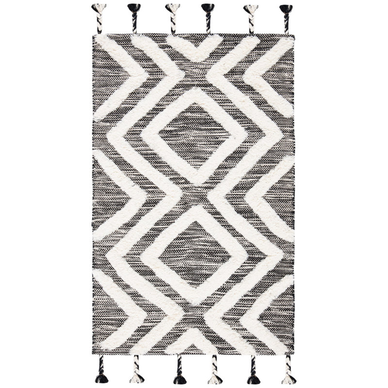 Alimatou Hand Tufted Wool Geometric Rug, Rectangle 3' X 5'