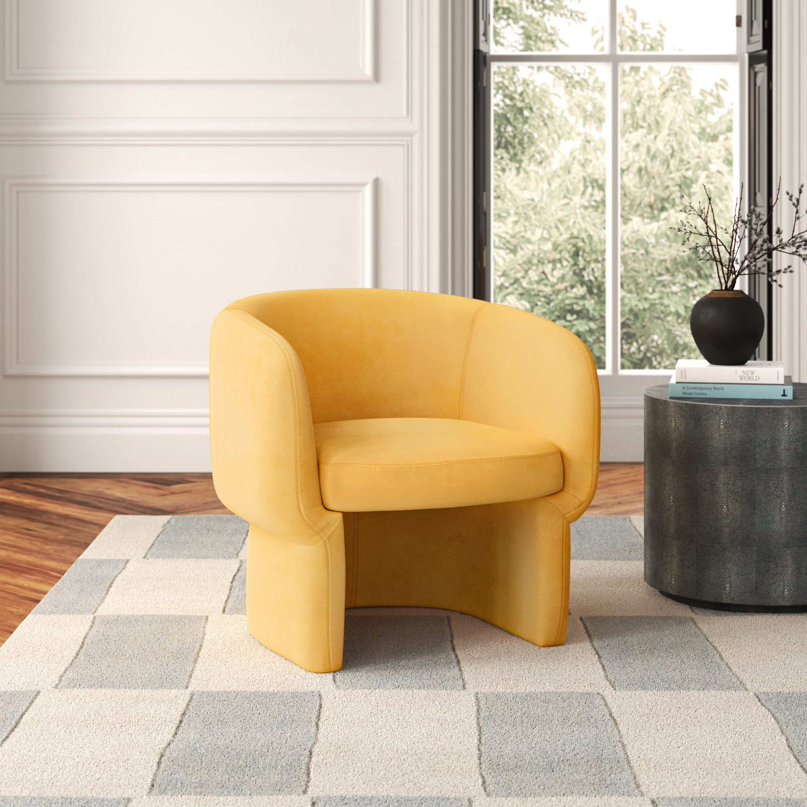 Cambry Upholstered Barrel Chair, Mustard