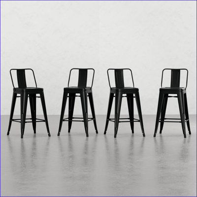 Tabourets, ensemble de 4 comptoirs industriels en métal pour comptoir / bar / plateau supérieur | Bleu sarcelle | Métal