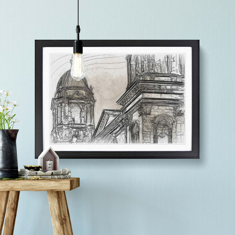 Dom Berlin Cathedral in Abstract - Picture Frame Graphic Art Print, 36cm H x 48cm W x 2cm D, Black Framed