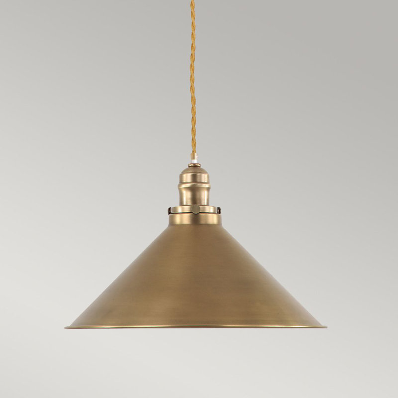Leanna 1 - Light Cone Pendant, Aged Brass