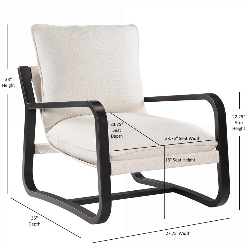 Fauteuil d'appoint rembourré en tissu Blair Oatmeal, Blanc cassé