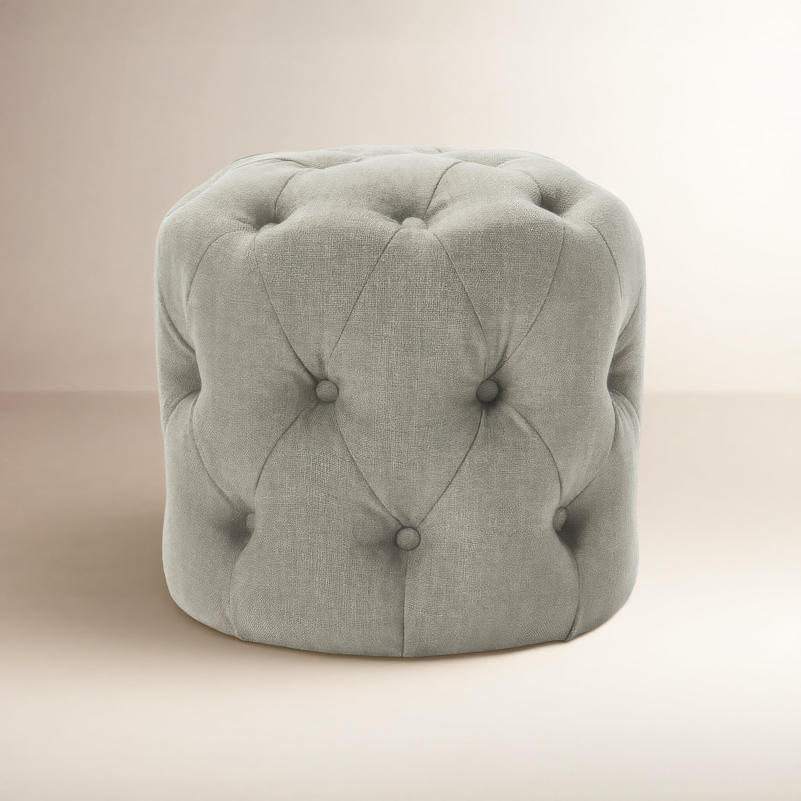Burnes 16" Linen Upholstered Ottoman, Granite Washed