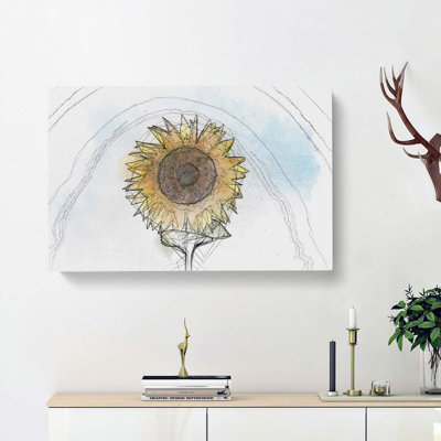 Yellow Sunflower Catching Rays in Abstract - Wrapped Canvas
