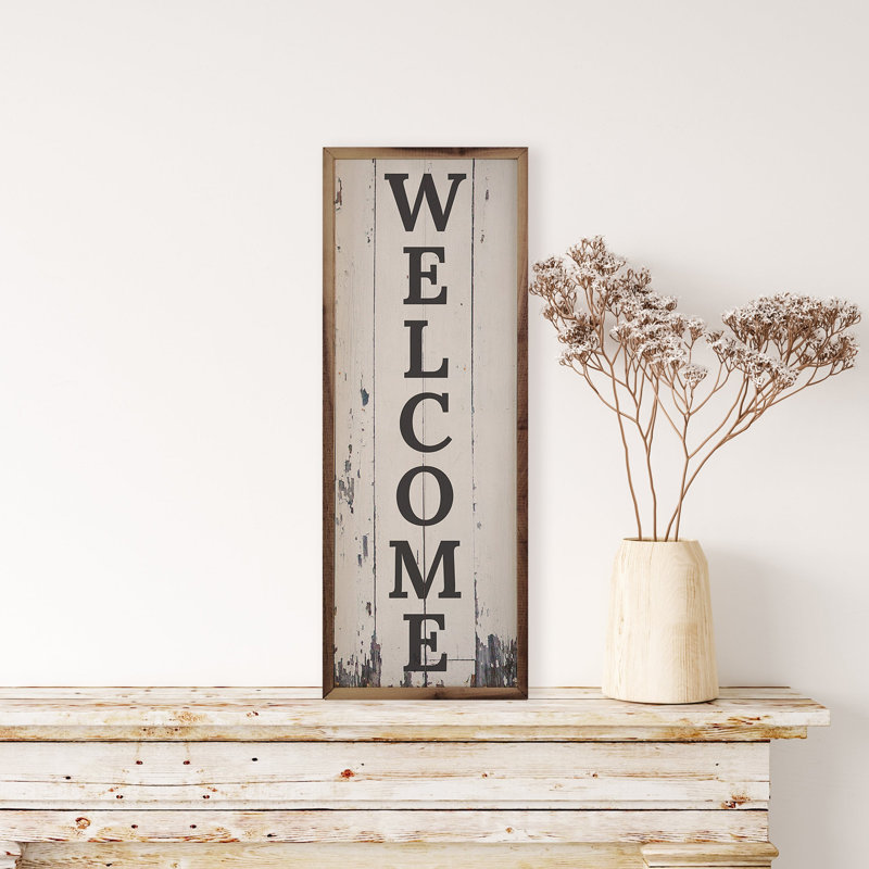 Welcome - blanc vieilli, H 24 po x l 8 po, White