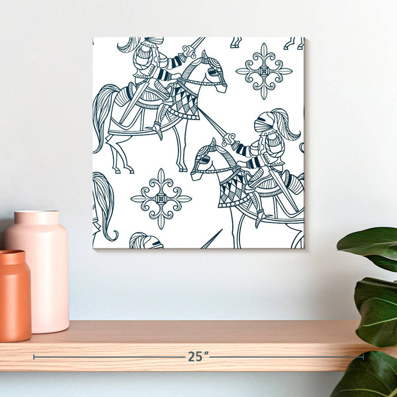 Chevaux Mehar avec chevaliers médiévaux, H 16 po x l 16 po