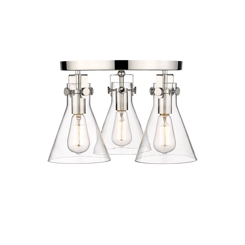 Plafonnier encastré 3 lumières Skokie, Transparent, Nickel poli